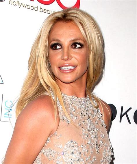 Britney Spears Long Straight Blonde Hairstyle with Light Blonde Highlights