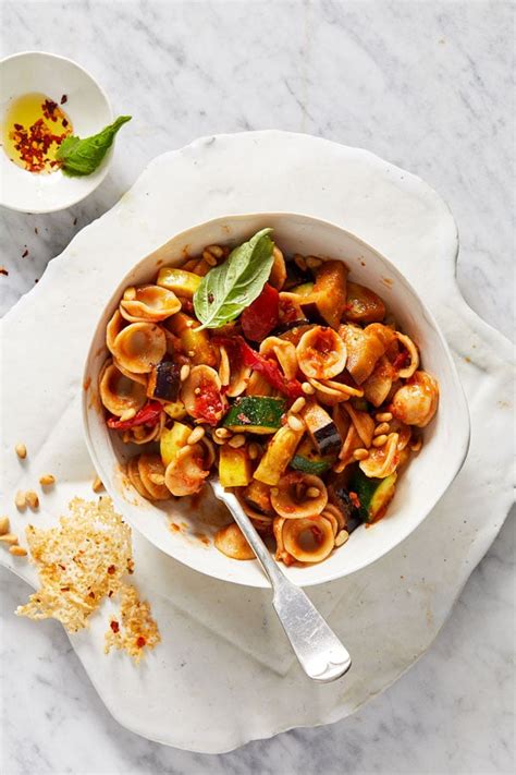 Orecchiette With Eggplant Zucchini And Roasted Red Peppers DeLallo