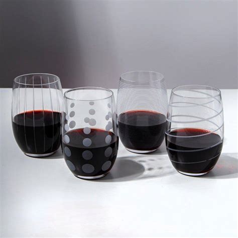 Deco Stemless Wine Glasses Set Of 4 Kitchenware Distinctly Living