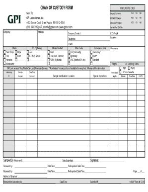 Chain Of Custody Form For Lab Use Only Gpinet Fill And Sign