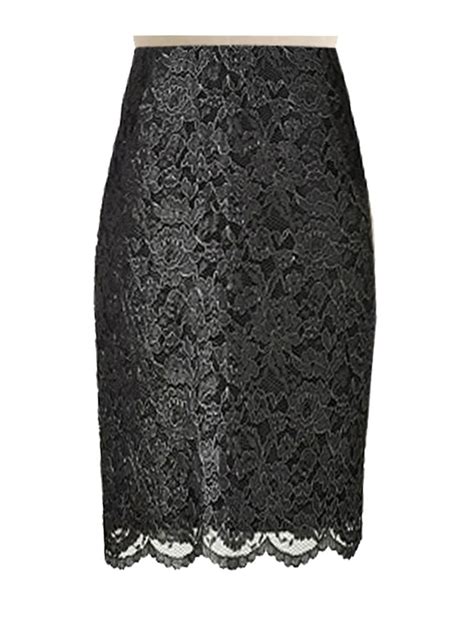 Black Lace Pencil Skirt Custom Handmade Fully Lined Elizabeth S