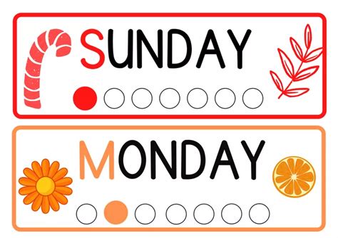 Days Of The Week Capital Letters Colourful Flashcards Material De La