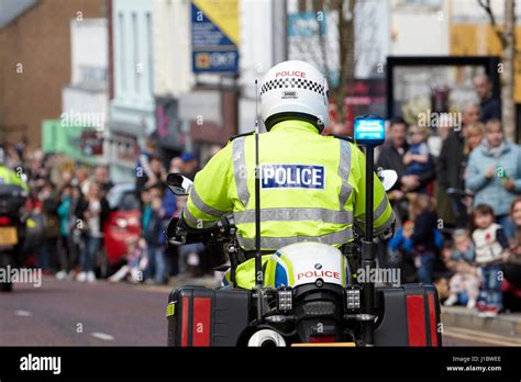 Psni Police Officer Traffic Police On Bmw Motorbike During A Parade In