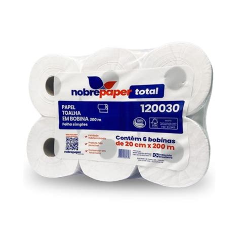 Papel Toalha Bobina Auto Corte 20x200m 100 Celulose Nobre Best Fd6