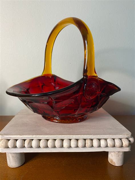 Indiana Tiara Glass Amberina Sunset Constellation Basket Etsy