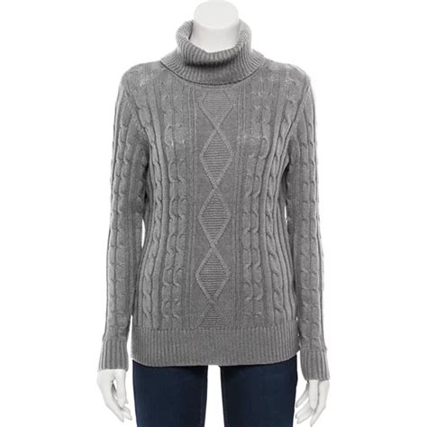 Womens Croft And Barrow® Cable Knit Turtleneck Sweater