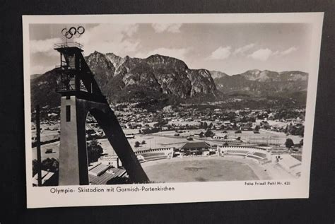 Mint Postcard Winter Olympics Ski Station Garmisch Germany Rppc