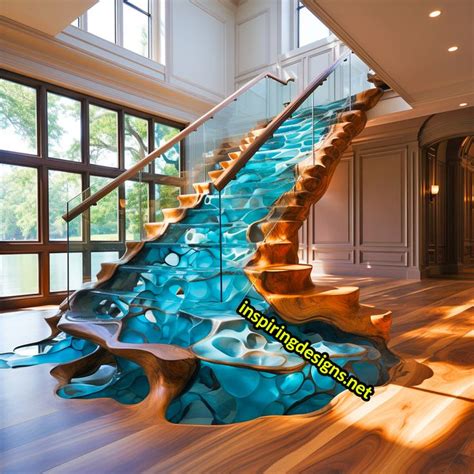 Stunning Live Edge Wood And Epoxy Staircases