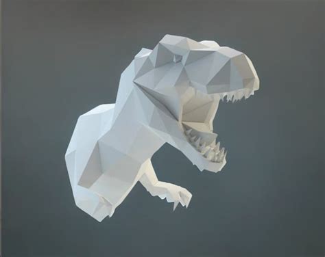 T Rex Paper Model Rex Paper Model Papercraft DIY Low Poly Baby