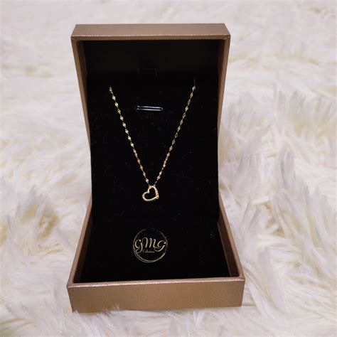 Pawnable 18k Saudi Gold Necklace Open Heart Pendant Design Women S