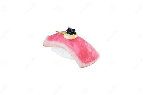 Nigiri Sushi With Tuna Tataki Rice Japanese Mayonnaise Flying Fish