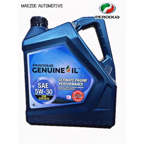 70011004 Perodua SAE 5W30 Semi Synthetic Engine Oil 4L For Myvi