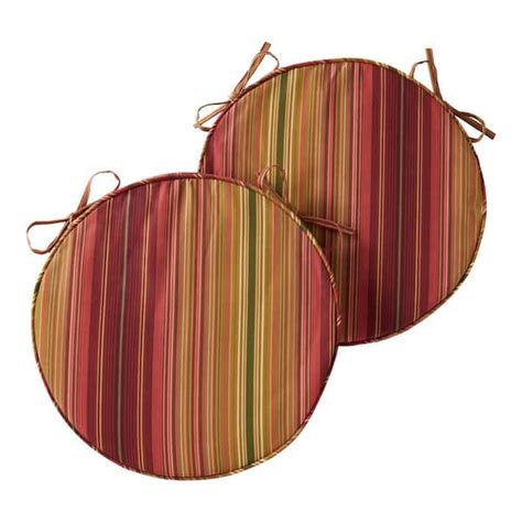 Greendale Home Fashions 18 In X 18 In Kinnabari Stripe Round Outdoor