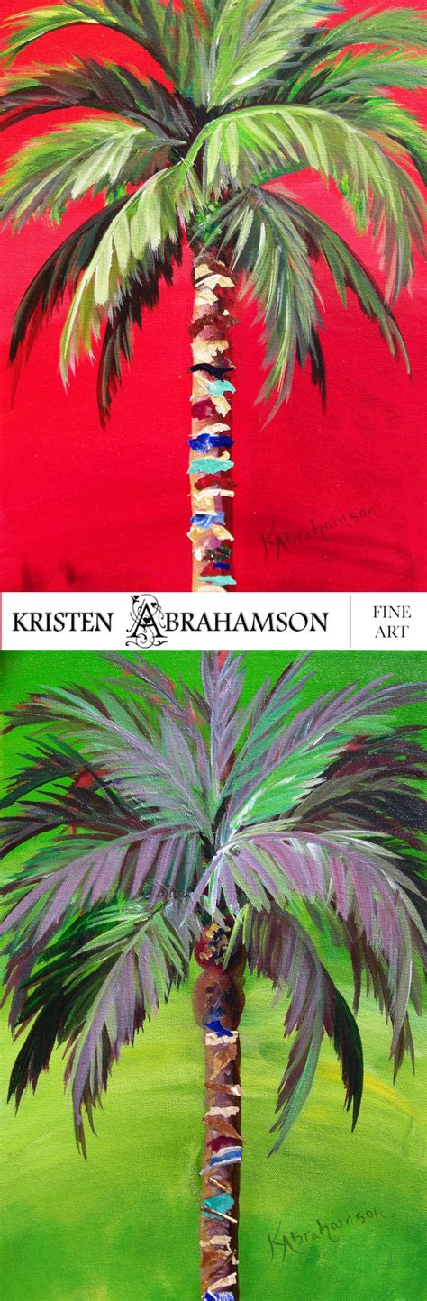 Palm Tree Paintings With Rich Vibrant Colors These Red And Green