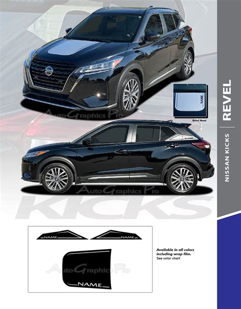 2018 2023 Nissan Kicks Hood Decals Revel Stripes Upper Body Vinyl Graphics Kit