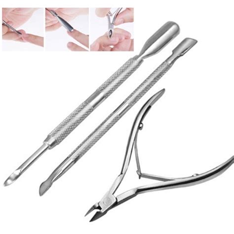 Cheap 3PCS Set Stainless Cuticle Nippers Cuticle Pusher Remover Scissor