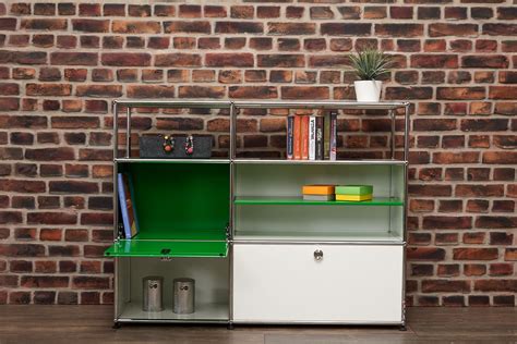 USM Haller Sideboard mit Klappen und offenen Fächern reinweiss grün