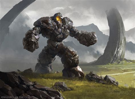 Howling Golem MtG Art from Dominaria Set by Grzegorz Rutkowski - Art of Magic: the Gathering