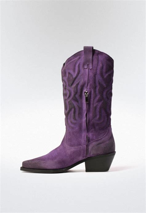 Bota Cowboy De Mujer Morado Metisse Dx327b