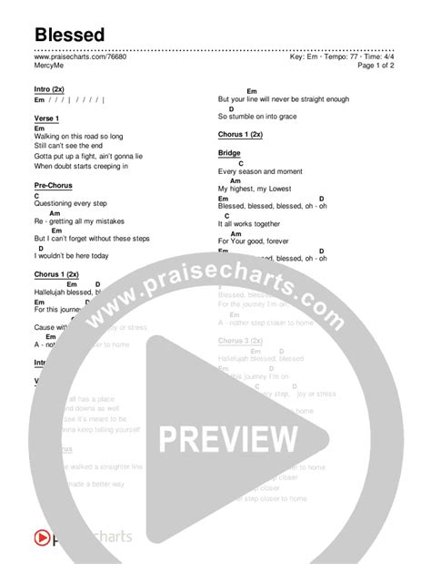 Blessed Chords PDF (MercyMe) - PraiseCharts