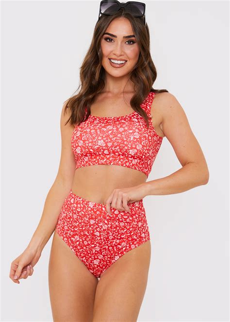 In The Style Jac Jossa Red Floral Bikini Bottoms Matalan