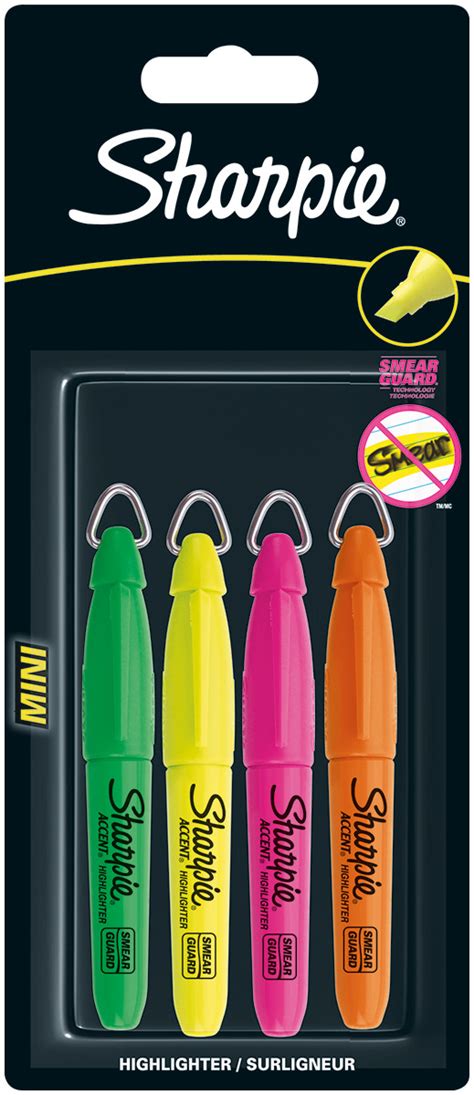 Sharpie Accent Mini Highlighter Assorted Colours Pack Of 4