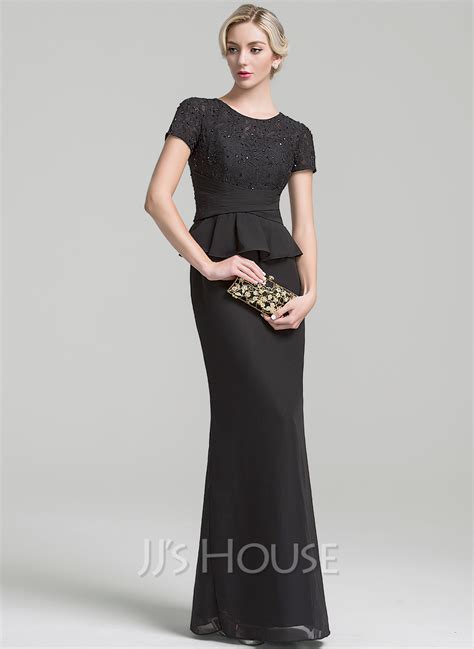 Trumpet Mermaid Scoop Neck Floor Length Chiffon Evening Dress With