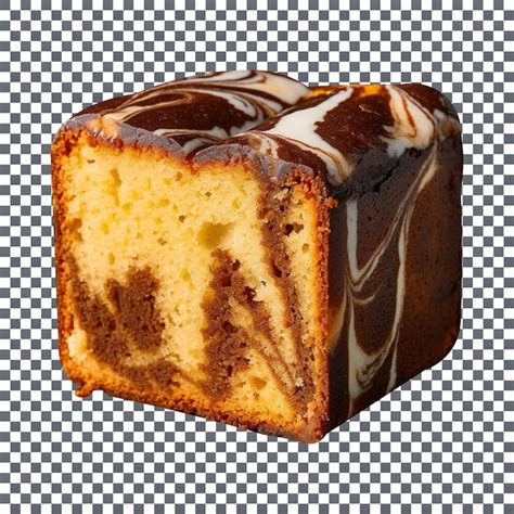 Morceau de gâteau marbré au chocolat isolé sur fond transparent PSD