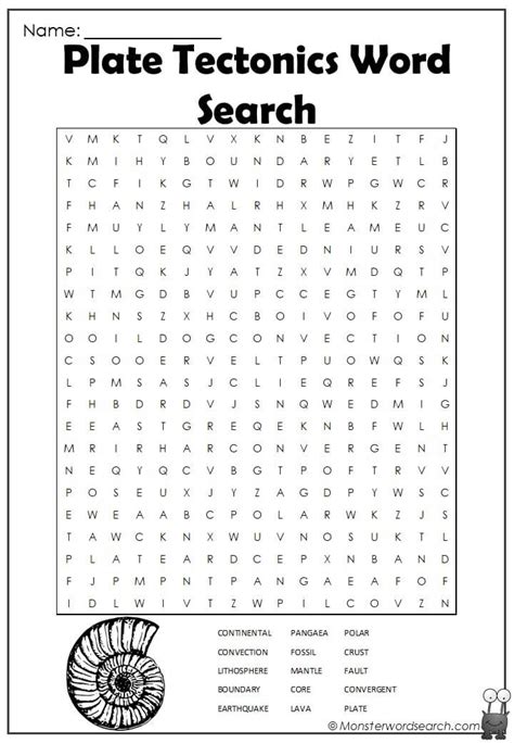 Plate Tectonics Word Search Monster Word Search