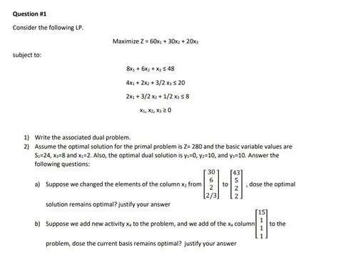 Solved Question 1 Consider The Following Lp Maximize Z