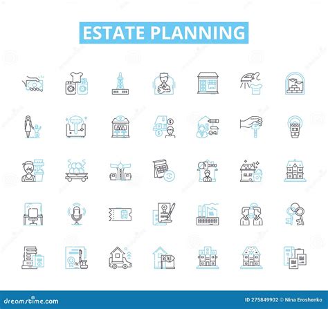 Estate Planning Linear Icons Set. Inheritance, Will, Trust, Probate