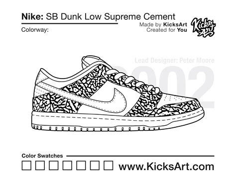 Nike SB Dunk Low Sneaker Coloring Pages - Created by KicksArt