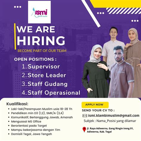 Lowongan Kerja Store Crew Gudang Supervisor Di Ismi Tegal