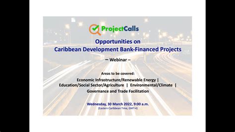 Webinar Opportunities On Caribbean Development Bank Financed Projects 30 March 2022 Youtube