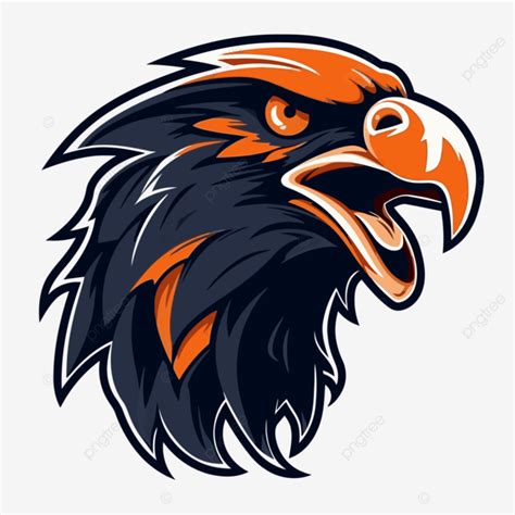 War Eagle Vector, Sticker Clipart An Eagle Head Mascot With Orange And ...