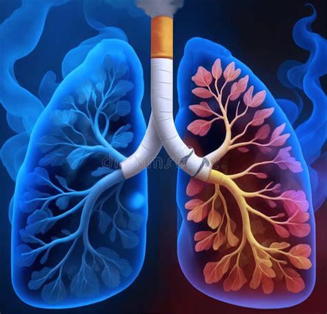 D Rendu De La Radiographie Pulmonaire Humaine Avec Cigarette Au Centre