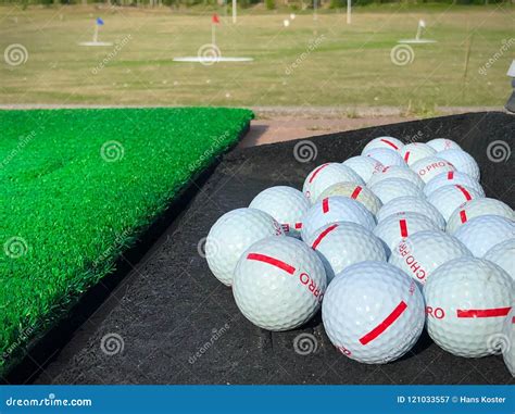 Golf Balls on Driving Range Ready To Hit Off Stock Image - Image of ...