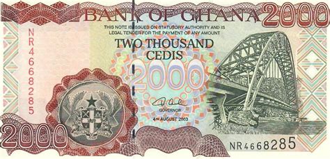 Ghana 2000 Cedis 2003 Banknote Geldschein Unc Ma Shops