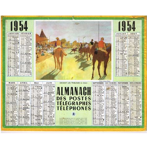 CALENDRIER ALMANACH DES POSTES 1954 DEVANT LES TRIBUNES OBERTHUR