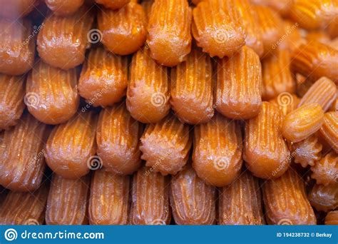 Traditional Dessert Called Tulumba A Syrup Soaked Pastry In Turkish