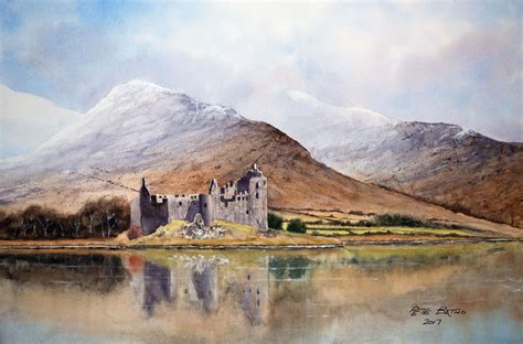 Kilchurn Castle After Geoff Kersey Watercolor Landscape Scottish