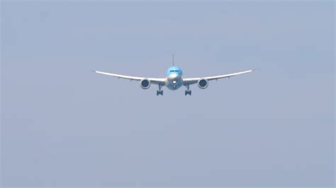 Airplane Approaching For Landing Bottom View Jet Passenger Plane