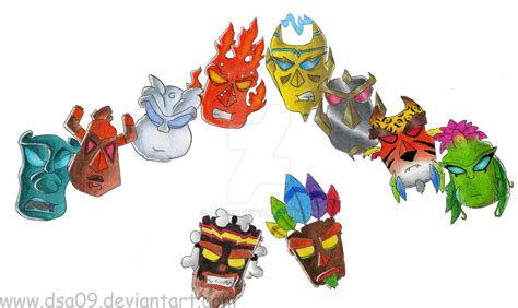 Crash Bandicoot My idea of elemental masks by DSA09 on DeviantArt