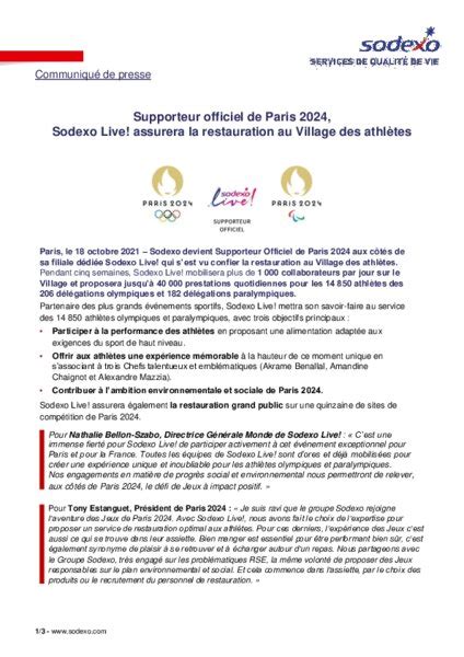 Sodexo Live Supporteur Officiel De Paris 2024 Resto Today