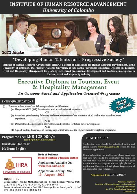 Executive Diploma In Tourism Events And Hospitality Management Edtehm 2022