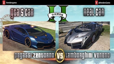 Gta V Car Vs Real Car Zentorno Vs Veneno Youtube