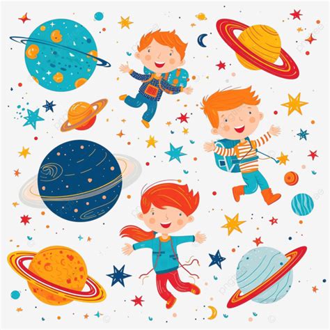 Kids In Space And Planets Kids Space Planets Png Transparent Image