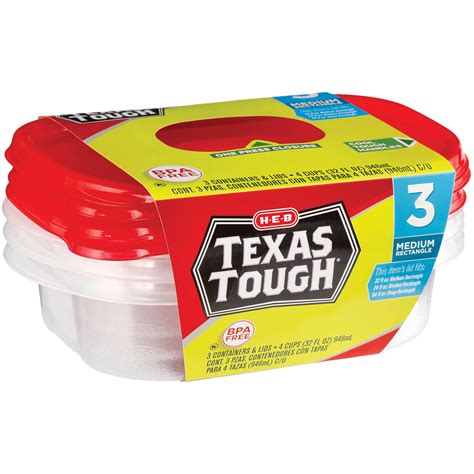 H-E-B Texas Tough Medium Rectangle Food Storage Containers, 32 oz. - Shop Food Storage at H-E-B