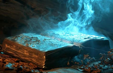 Premium Photo Open Book With Magic Light And Smoke On Dark Background