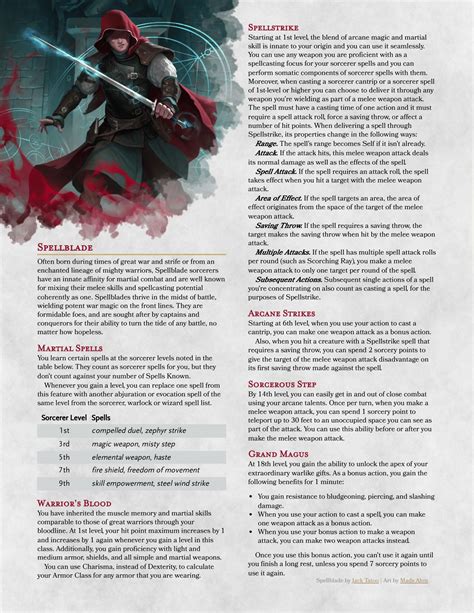 Sorcerous Origin Spellblade A Martial Spellstriking Sorcerer